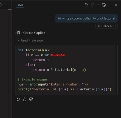 Example code generated by Copilot